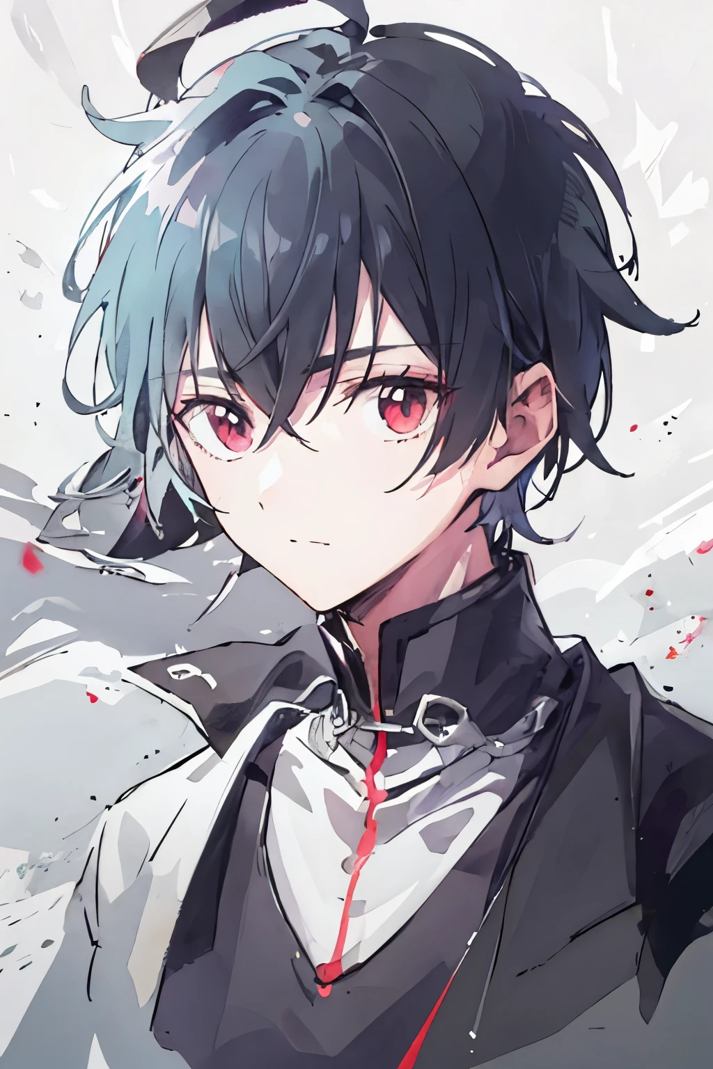 ((best qualityer)), ((work of art)), (detailded), vampire boy with white hair and red eyes