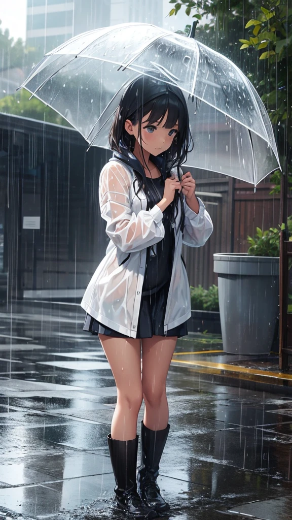 girl getting wet in the rain