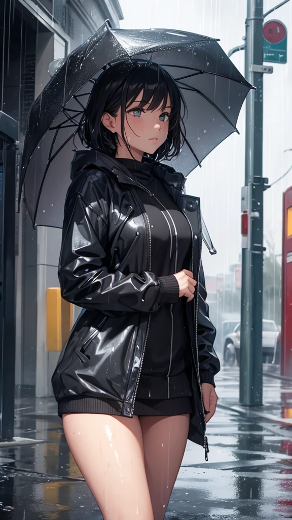girl getting wet in the rain