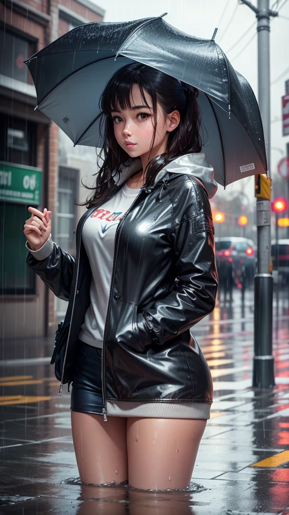 girl getting wet in the rain