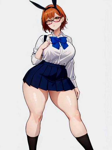 sexy pose there is a woman in a Short skirt and a shirt posing, high socks, a Surreal , Surreal , real high school girl, photorealistic rendering of anime girl, Realistic whole body, sakimichan hdri, figura completa Surrealista, photorealistic perfect body, pose casual, seductive anime girl, soft anime cg art, from girls frontline anime girl perfect body in a very Short skirt and a bow tie posing, a Surreal , real high school girl, Surreal , short full length portrait!, anime full body illustration, April rendering, The tenacity of the blue reflection, wearing a skirt, wearing a skirt, cute 3d anime girl rendering, full body illustration, Hugeなchest, super Short skirt, a shy girl, wearing glasses, dark orange hair, panties, mini skirt, Short skirt, very Short skirt, split button, Thick, Masterpiece of sexy pose,of the highest quality,best illustrations,Very detailed,1 girl,alone,,attractive,blush, Huge chest,short hair, dark orange hair, Big, not so fat body, normal body,((Huge_chest))),