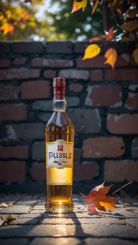there is a bottle of rum sitting on the ground with autumn leaves around it, in front of a brick wall, schnapps, detailed image, shot from far away, agfa isopan iso 2 5, detailed product photo, close-up product photo, by Alexander Fedosav, hyper realistic rum bottle, bottle of vodka, exposure 1/200, full image
2
there is a bottle of alcohol sitting on the ground in front of a brick wall, a portrait by Alexander Fedosav, pexels, realism, schnapps, detailed image, shot from far away, agfa isopan iso 2 5, detailed product photo, close-up product photo, 
