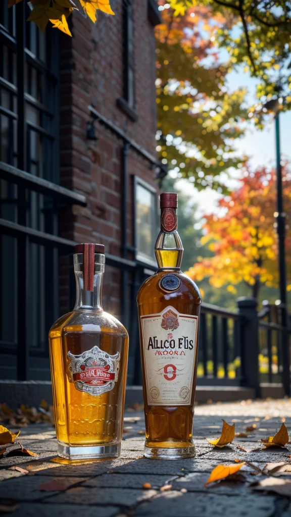 there is a bottle of rum sitting on the ground with autumn leaves around it, in front of a brick wall, schnapps, detailed image, shot from far away, agfa isopan iso 2 5, detailed product photo, close-up product photo, by Alexander Fedosav, hyper realistic rum bottle, bottle of vodka, exposure 1/200, full image
2
there is a bottle of alcohol sitting on the ground in front of a brick wall, a portrait by Alexander Fedosav, pexels, realism, schnapps, detailed image, shot from far away, agfa isopan iso 2 5, detailed product photo, close-up product photo,