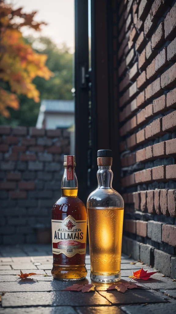there is a bottle of rum sitting on the ground with autumn leaves around it, in front of a brick wall, schnapps, detailed image, shot from far away, agfa isopan iso 2 5, detailed product photo, close-up product photo, by Alexander Fedosav, hyper realistic rum bottle, bottle of vodka, exposure 1/200, full image
2
there is a bottle of alcohol sitting on the ground in front of a brick wall, a portrait by Alexander Fedosav, pexels, realism, schnapps, detailed image, shot from far away, agfa isopan iso 2 5, detailed product photo, close-up product photo,