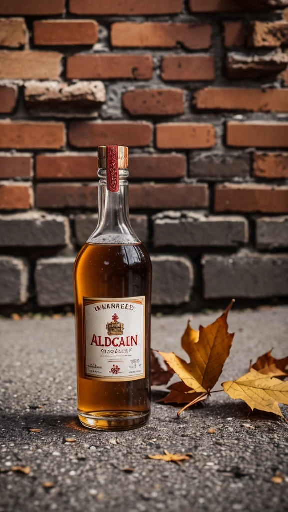 there is a bottle of rum sitting on the ground with autumn leaves around it, in front of a brick wall, schnapps, detailed image, shot from far away, agfa isopan iso 2 5, detailed product photo, close-up product photo, by Alexander Fedosav, hyper realistic rum bottle, bottle of vodka, exposure 1/200, full image
2
there is a bottle of alcohol sitting on the ground in front of a brick wall, a portrait by Alexander Fedosav, pexels, realism, schnapps, detailed image, shot from far away, agfa isopan iso 2 5, detailed product photo, close-up product photo,