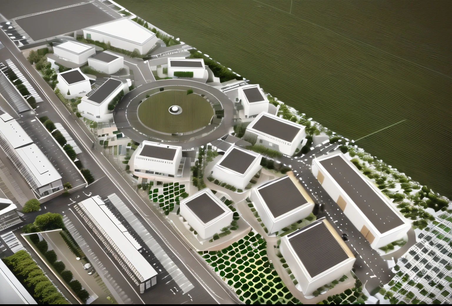 Modern commercial street building，Small fresh，Aerial View