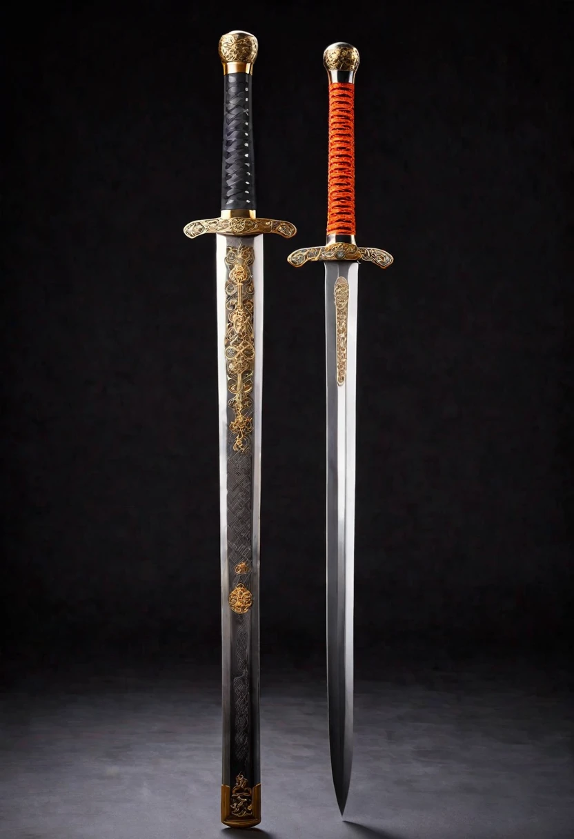 A very beautiful sword in the style of a Chinese swordplay game