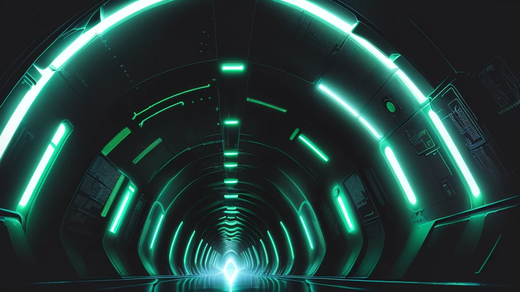 matrix style, matrix glowing cascading code, a tunnel of soft light, dark background
