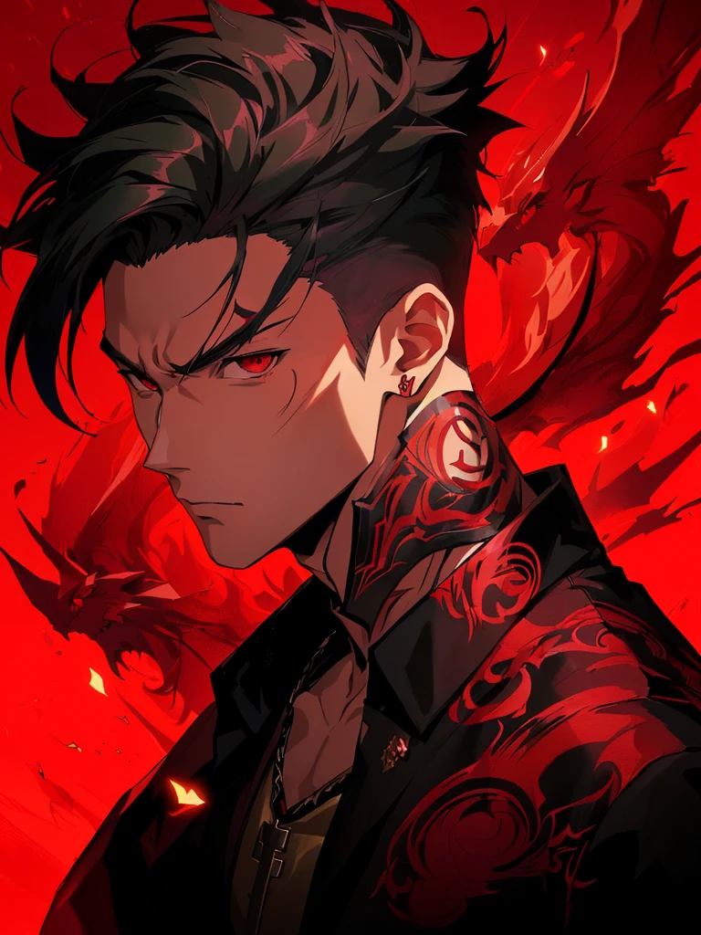 anime - style image of a man with a red background, handsome guy in demon slayer art, badass anime 8 k, handsome japanese demon boy, key anime art, trigger anime artstyle, detailed digital anime art, anime art wallpaper 8 k, demon slayer rui fanart, demon boy, anime style 4 k, anime art wallpaper 4 k, anime art wallpaper 4k