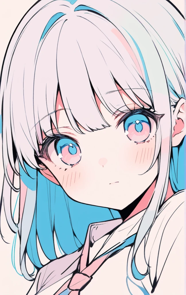 pastel colors, lineart, jaggy lines, 1girl, portrait, best quality, masterpiece, oldest