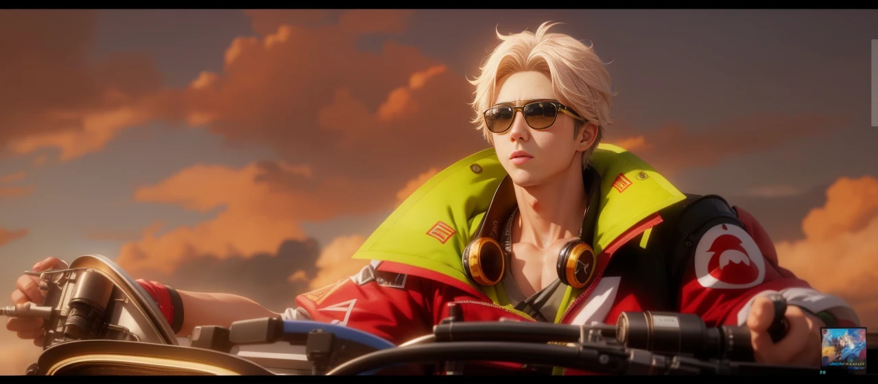 Anime, realistic, 1boy handsome, Korea, 4k quality, Wear sunglasses