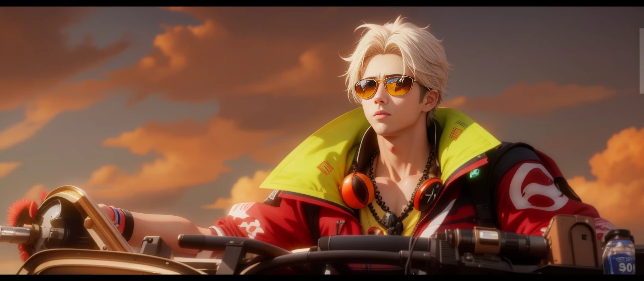 Anime, realistic, 1boy handsome, Korea, 4k quality, Wear sunglasses