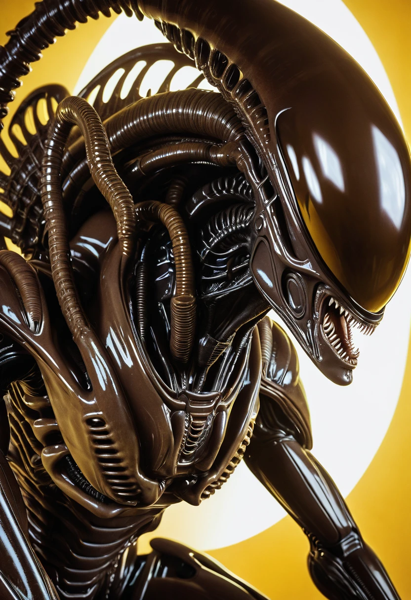 (((Extreme close-up Xenomorph Alien the eighth passenger Bright brown color surreal and cinematic images Color Splash images)),(((Front Images)))