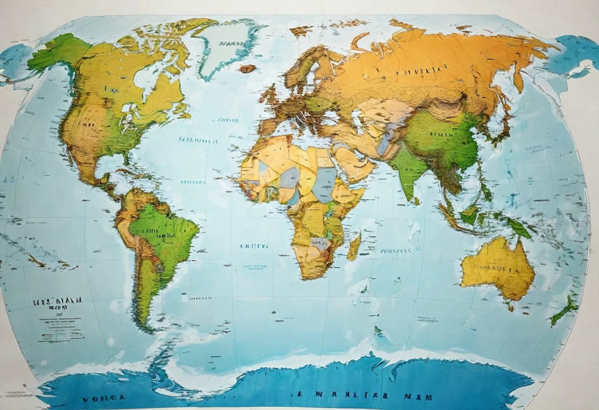 Simple world map,World map in digital format