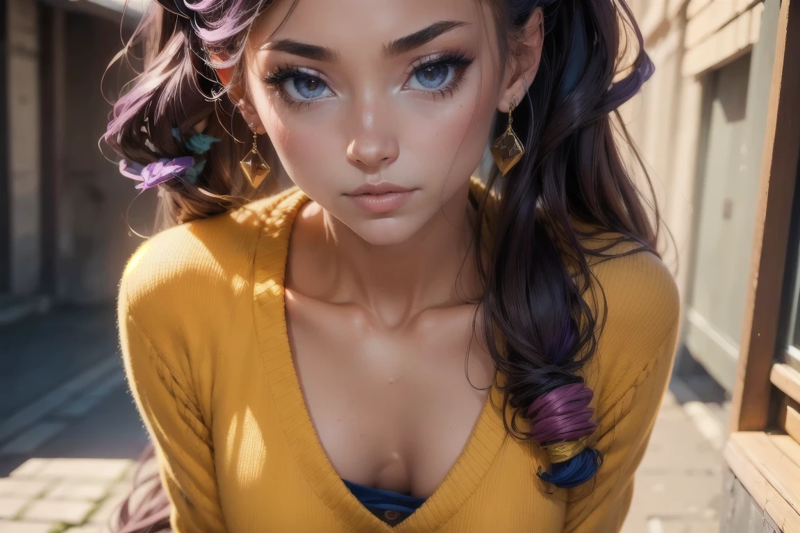 a anime girl with long hair and purple eyes, colorized photo by Rei Kamoi, trending on pixiv, remodernism, official art, ultra detailed, anime, beautiful detailed eyes, beautiful detailed lips, extremely detailed face, long eyelashes, portrait, digital painting, vibrant colors, warm lighting, cinematic composition, photorealistic, high quality, masterpiece, hyper detailed, 8k, best quality