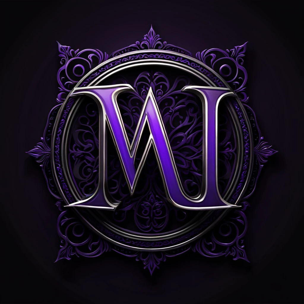 create a logo that says "MISTERI MALAM" with mystical, scary, unique letters. use black and purple and a white background