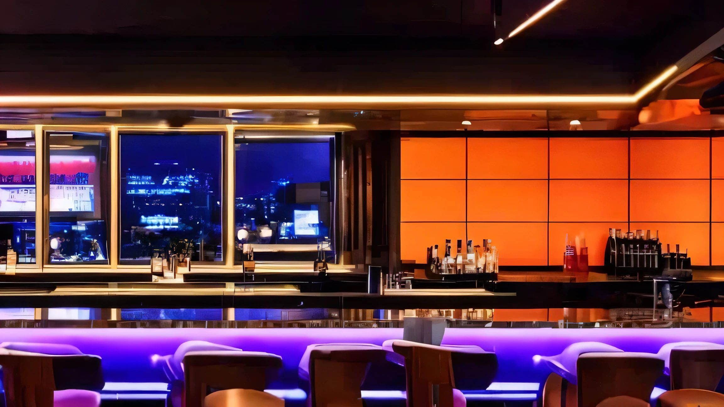bar counter、Stylish、upscale、Pop impression、Neon Art、Tokyo、