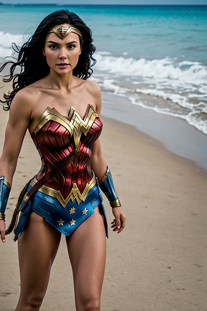 Wonder woman on the beach 