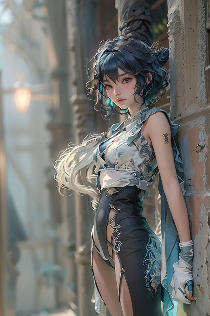 ((Best quality)), ((masterpiece)), (detailed:1.4), 3D, an image of a beautiful girl,(tween,detailed face,(darkblue wavy-short hair),parallel eyebrows,small breasts),cute,shiny skin,cowboy-shot,HDR (High Dynamic Range),Ray Tracing,NVIDIA RTX,Super-Resolution,Unreal 5,Subsurface scattering,PBR Texturing,Post-processing,Anisotropic Filtering,Depth-of-field,portrait,Maximum clarity and sharpness,Multi-layered textures,Albedo and Specular maps,Surface shading,Accurate simulation of light-material interaction,Perfect proportions,Octane Render,Two-tone lighting,Wide aperture,Low ISO,White balance,Rule of thirds,8K RAW,