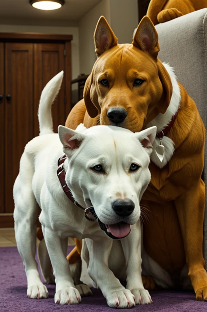 Scooby Doo having sex with a white dog
