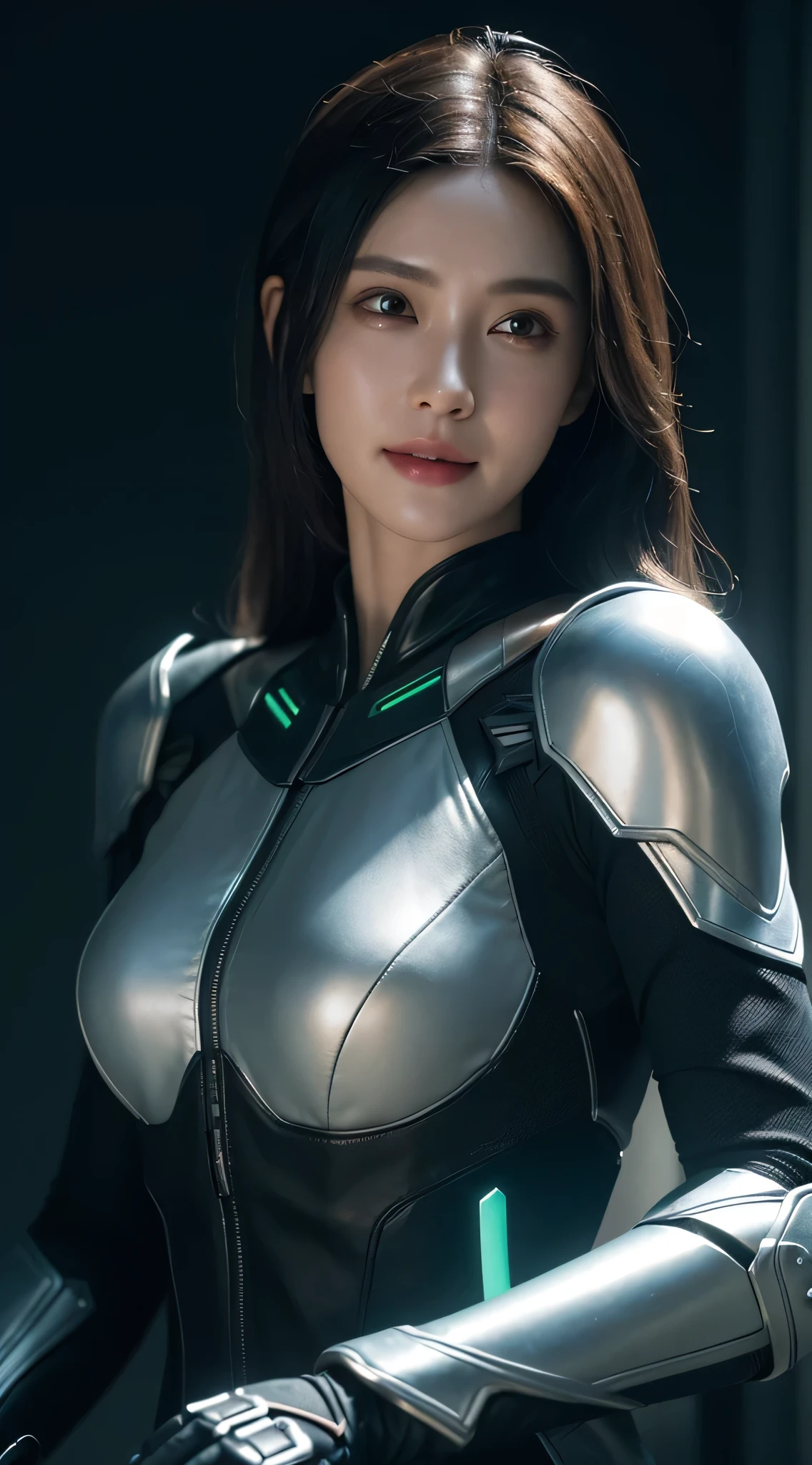 ((best quality)), ((masterpiece)), (detailed:1.4), 3d, Image of a beautiful cyberpunk woman,Human Development Report (High Dynamic Range),Ray Tracing,nvidia RTX,Super Resolution,Unreal 5,Subsurface scattering,PBR Textures,Post-Processing,Anisotropic filtering,Depth of Field,Maximum clarity and sharpness,Multi-layered textures,Albedo and Specular Maps,Surface Shading,Accurate simulation of the interaction between light and material,Perfect proportion,Octane Rendering,Two-color lighting,Large aperture,Low ISO,White Balance,Rule of Thirds,8K Native,Smiling