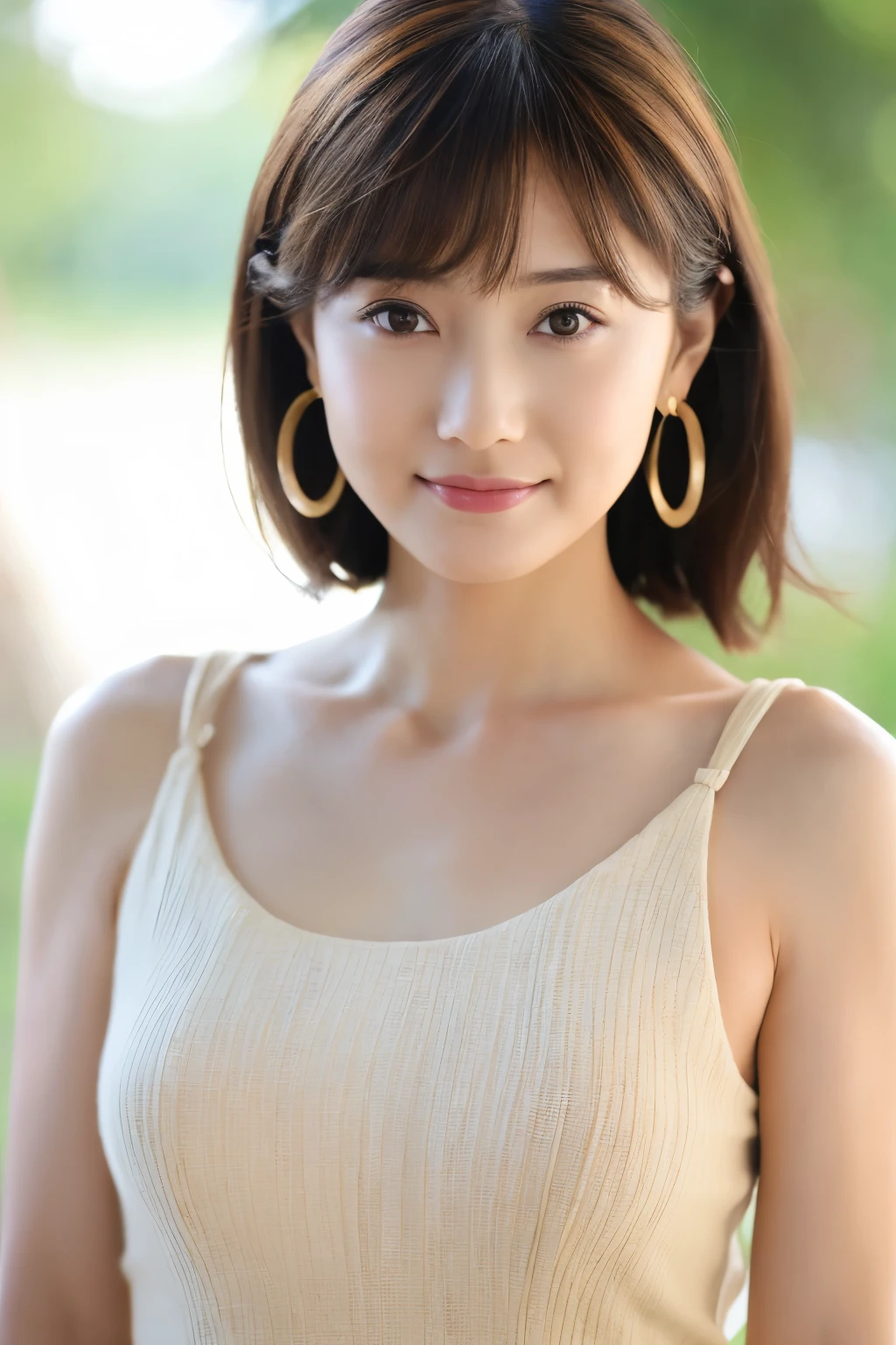 (8k, RAW photos, top quality, masterpiece: 1.2), ultra detailed, super resolution, (real photos: 1.37), portraits, high definition RAW color photos, professional photos, official art, highly detailed CG Unity 8k wallpapers, beautiful Japanese woman, {30|40} years old, highly detailed faces, Highly detailed eyes, highly detailed skin, Highly detailed nose, Highly detailed mouth, Perfect anatomy, Highly detailed background, Highly detailed clothing, One Girl, housewife, realistic body, white skin, radiant skin, slender body, very thin waist, handsome body, brown hair, {short|long} hair, (blunt bangs:1.2), cute face, slight smile, Realistic Face, outfits with a daring design, Earrings, Camera Gaze, Cowboy Shot, Standing Figure, Dynamic Lighting,