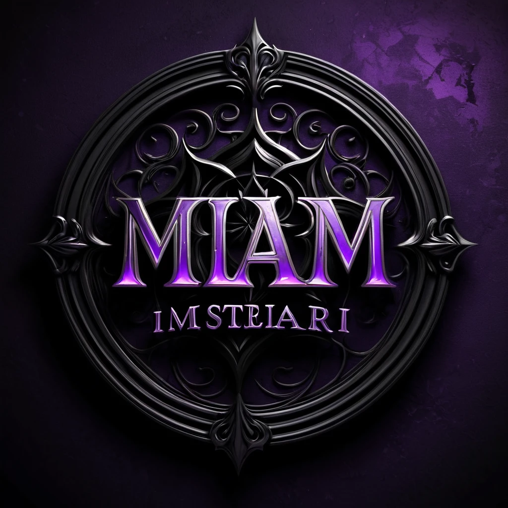 create a DARK NIGHT MYSTERY logo with mystical, scary, unique, horror letters. Enter the words "MISTERI MALAM", use black and purple and a white background.