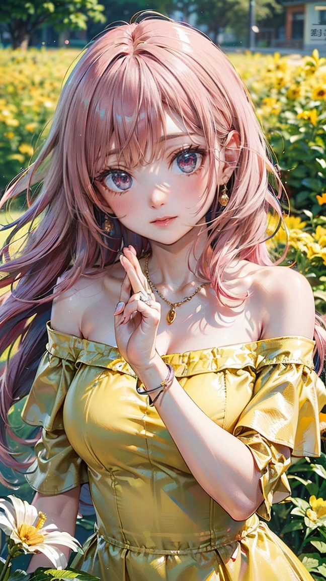 (Masterpiece, BestQuality:1.3), (ultra detailed:1.2), (hyperrealistic:1.3), (RAW photo:1.2), High detail RAW color photo, professional photograph, (Photorealistic:1.4), (realistic:1.4), (Pink Hair:1.5), professional lighting, perfect anatomy, (Big Breasts:1.2), (blush, detailed face), (A happy smile:1.7), Trending Hair&Trending Hairカラーをランダムに, earrings, necklace, bracelet, sexly, erotic sexly, Random sexy gravure poses, (Sexy beauty in a wine red dress、Autumn landscape background、A kind smile、Pose with leaves、Deep slit:1.3)