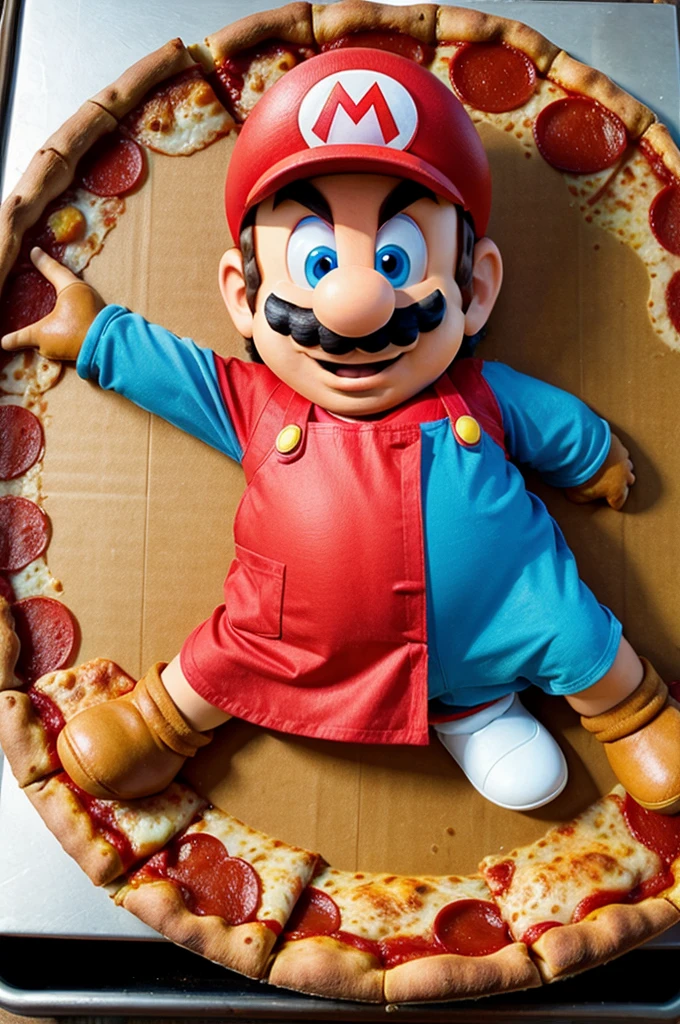 mario with big pizza