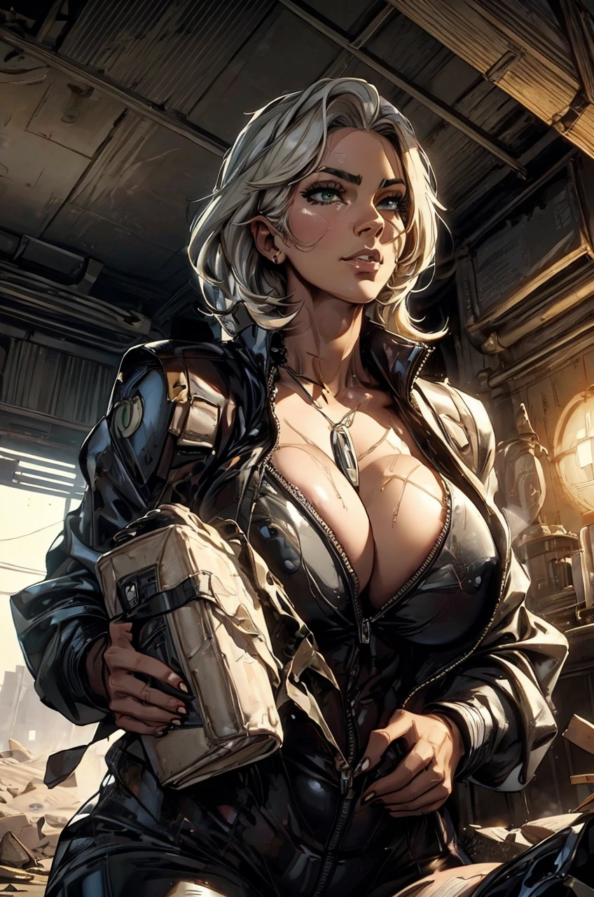 Best Quality, (photorealistic:1.2), Hyper resolution, Three women,long white hair,long legs,Ultra-realistic 8k CG,Perfect face,impeccable perfection,full bodyesbian,latex suit,huge tit,huge breasts,A sagging chest,long legs,Delgado,being thin,tight suit,under the breasts,swollen breasts,crispy breasts,Lactation,Green at the top,Red pants,,revealing breasts,exposing your navel,Delgado,long legs,big breasts thin waist,thin leg,thin thighs,There are gaps at the base of the thighs.,Wear high heels