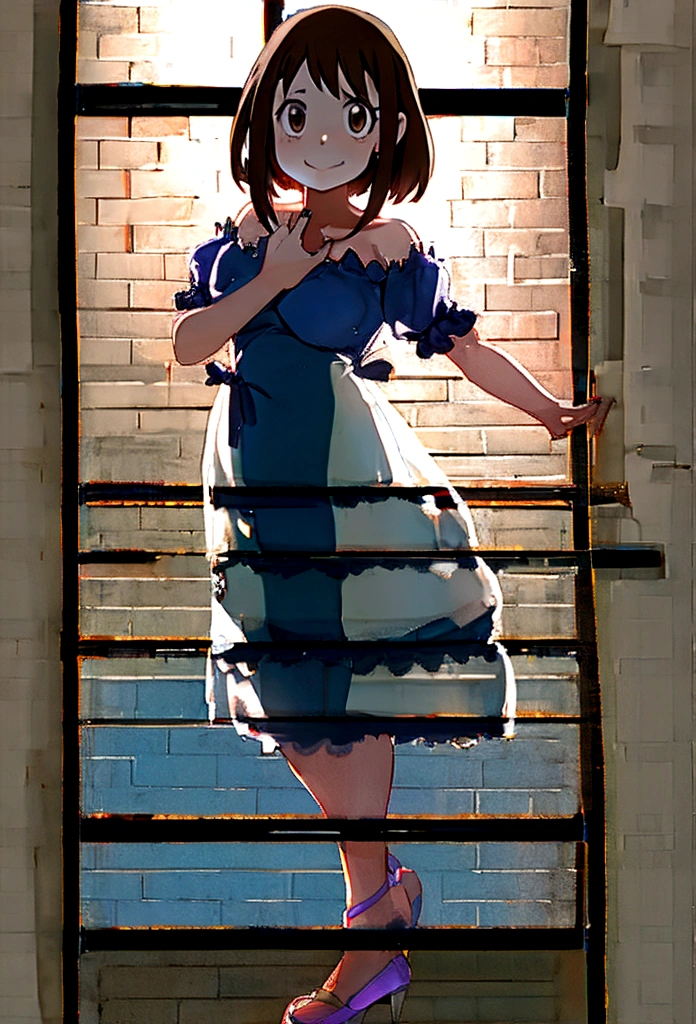 Ochako uraraka, negligee, bedroom, front, through dress, fullbody 