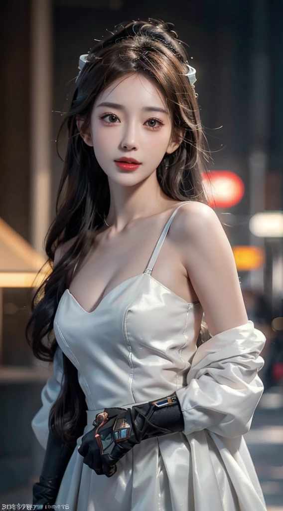((best quality)), ((masterpiece)), (detailed:1.4), 3d, Image of a beautiful cyberpunk woman,Human Development Report (High Dynamic Range),Ray Tracing,nvidia RTX,Super Resolution,Unreal 5,Subsurface scattering,PBR Textures,Post-Processing,Anisotropic filtering,Depth of Field,Maximum clarity and sharpness,Multi-layered textures,Albedo and Specular Maps,Surface Shading,Accurate simulation of the interaction between light and material,Perfect proportion,Octane Rendering,Two-color lighting,Large aperture,Low ISO,White Balance,Rule of Thirds,8K Native,Smiling