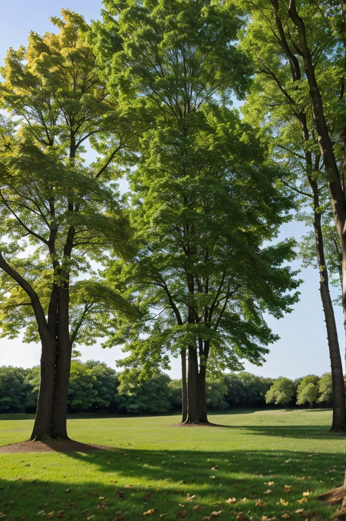 Trees with leaves rustling in the wind.