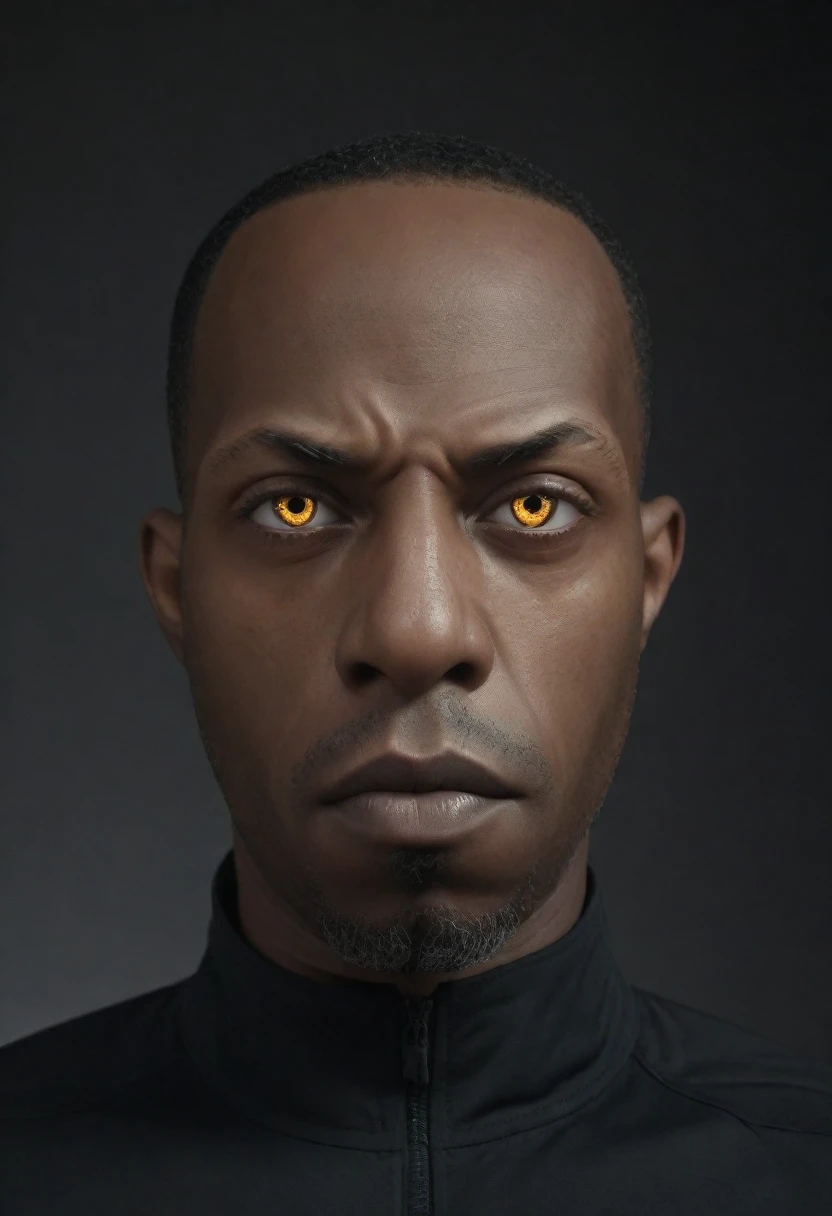 cinematic closeup front facing portrait of shawt a black man as a cyborg from dc comics, highly detailed cybernetic face, glowing cybernetic eyes, intricate mechanical parts, metallic skin, complex circuitry, futuristic design, dark moody lighting, dramatic shadows, cinematic composition, realistic rendering, hyper detailed, 8k, photorealistic