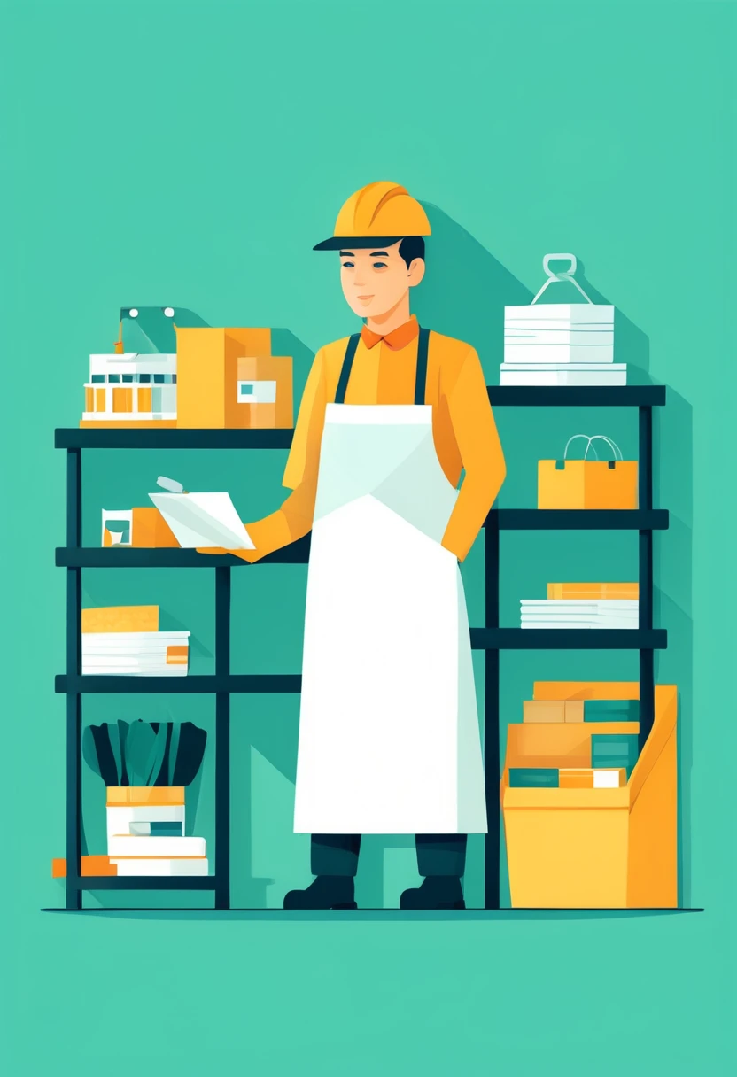 Shop keeper work illustration flat design
