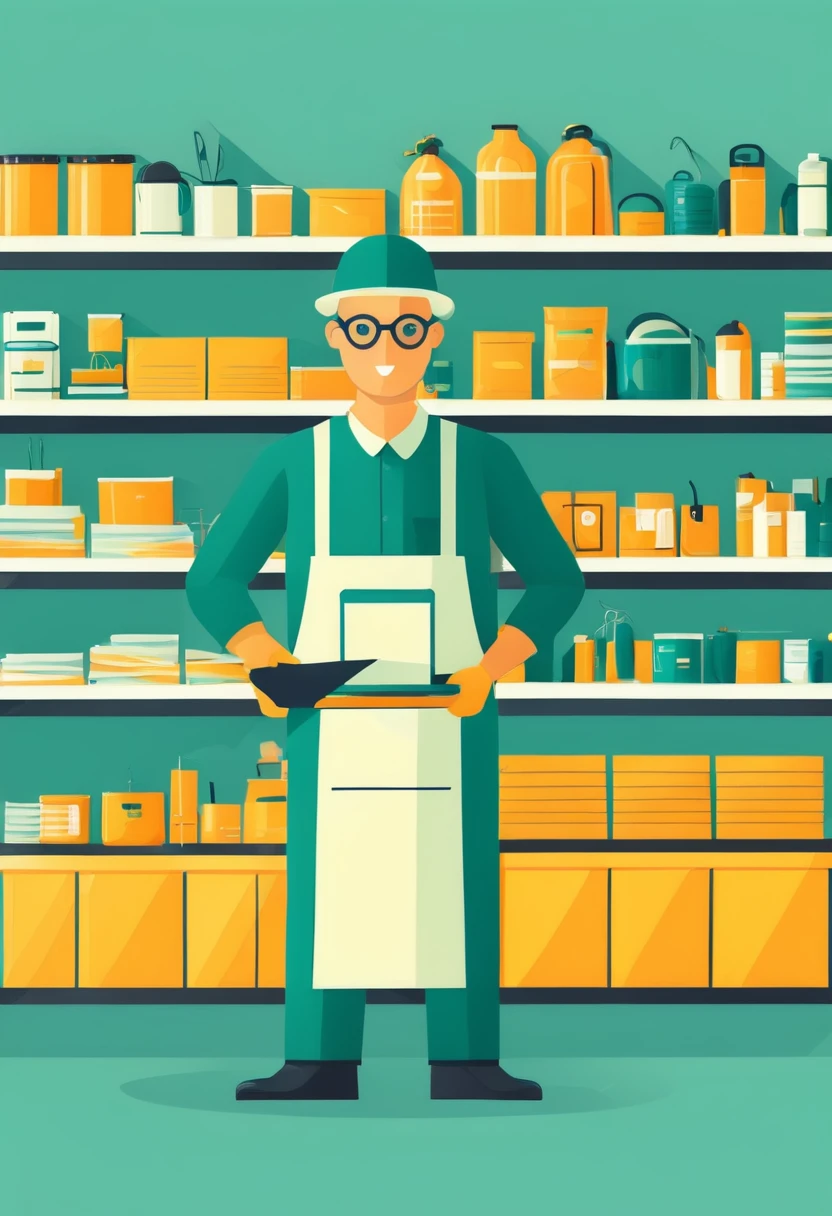 Shop keeper work illustration flat design