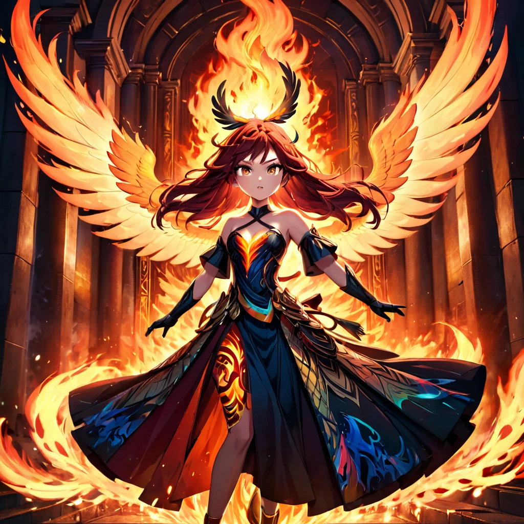 Long words Fenixfire, With a blade of molten red flame, Standing within the heart of a blazing hell. The atmosphere glows with unrelenting heat and rebirth as the fiery aura of the sword fills the sanctuary with fire... His gesture refers to the long cycle of fiery resurrection and the connection of weapons with the fiery passion of the Phoenix. Dancing flames in an eternal spectacle of burning power... Hyper-Realistic, photorealistic, Realistic
A beautiful realistic phoenix is ​​reborn in the psychedelic firestorm. , it has a very visible and highly textured aura and the title "Fenix" designed with fire all around it in 3d in 8k, photo, illustration, 3d render, typography, cinematic, poster, painting, fashion, product, anime, architecture, dark fantasy, vibrant, portrait photography, conceptual art, graffiti, wildlife photography