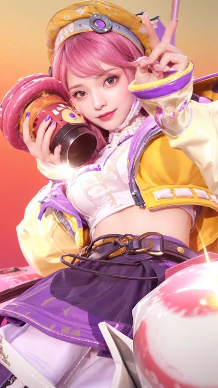 masutepiece, Best Quality, Illustration, Ultra-detailed, finely detail, hight resolution, 8K Wallpaper, Perfect dynamic composition, Beautiful detailed eyes, Women's Fashion Summer,Short bob hair,Small breasts natural color lip, Bold sexy poses,Smile,Harajuku、20 years girl、Cute、Sexy shot looking at camera