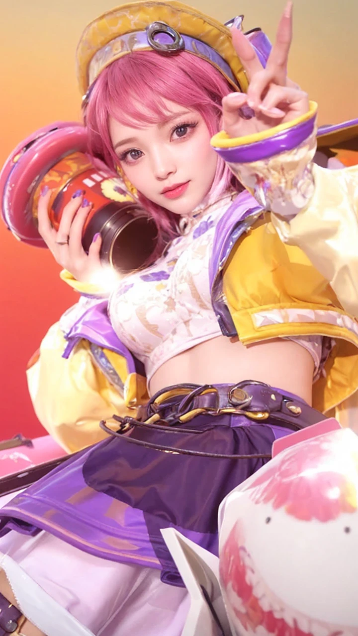 masutepiece, Best Quality, Illustration, Ultra-detailed, finely detail, hight resolution, 8K Wallpaper, Perfect dynamic composition, Beautiful detailed eyes, Women's Fashion Summer,Short bob hair,Small breasts natural color lip, Bold sexy poses,Smile,Harajuku、20 years girl、Cute、Sexy shot looking at camera