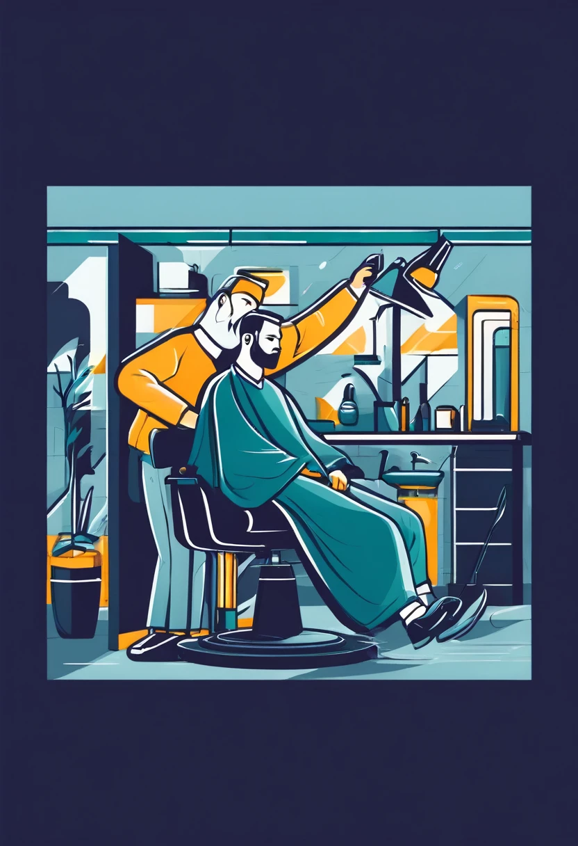 Barber work illustration flat design
