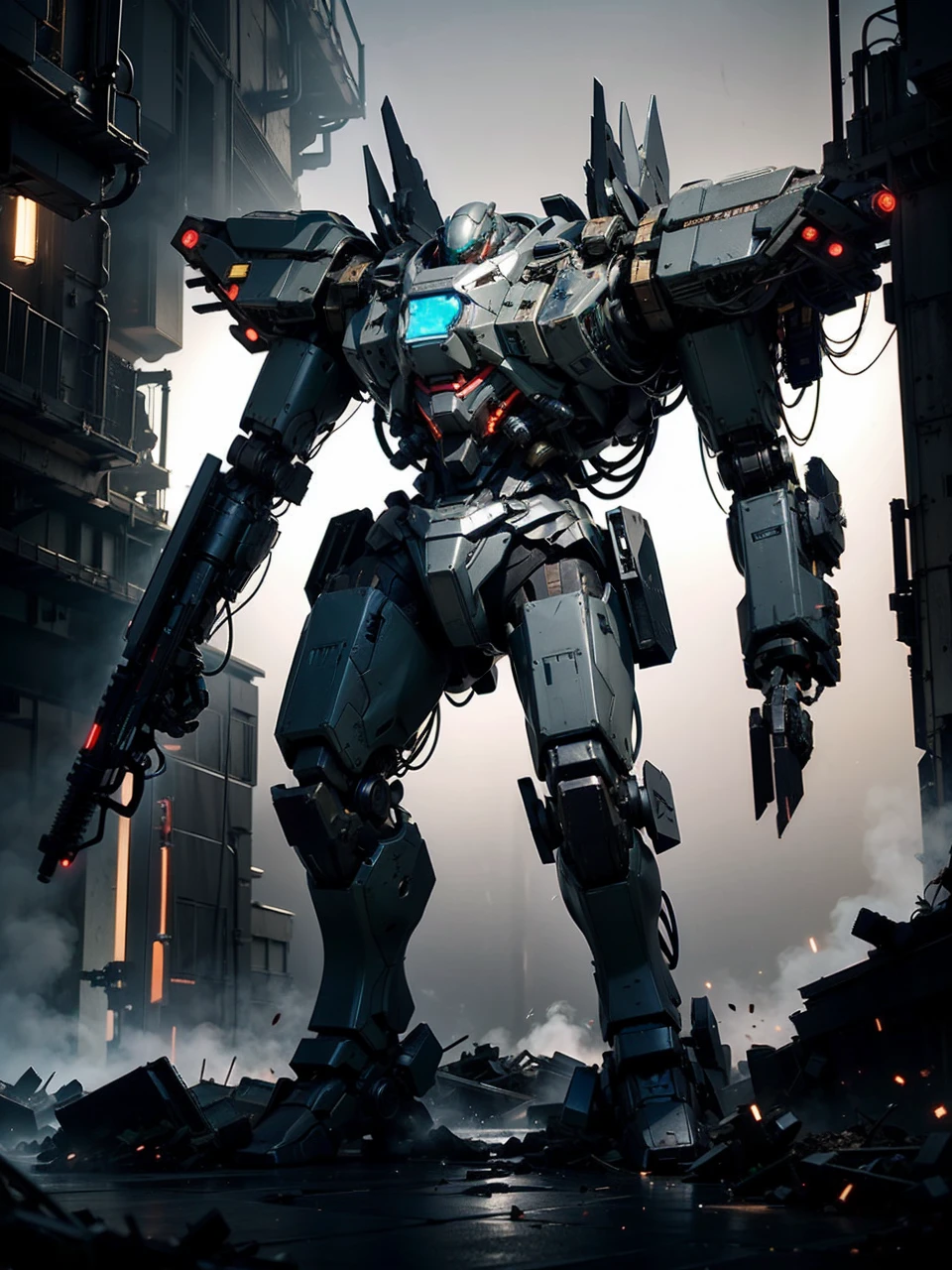 (photoRealistic:1.4), Highest quality, masterpiece, Light and shadow, Dramatic lighting, Mecha28, Mecha, robot, No humans, arms, White Background, gun, alone, Radio Antenna, Missile Pod, holding gun, holding arms, Realistic, White skin, Are standing(Armored Core),(Front Mission), Octane Rendering, Extremely surrealist, Very detailed concept art, Hard Surface, Mecha, (army:1.2), Shiny skin, Extremely detailed modeling, whole body, (extremely ultra detailed Mechanical frame:1.4), Very intricate details, extremely ultra real Mechanical texture, Very fine and perfect hands, 8K, Extremely realistic texture, (masterpiece,Highest quality:1.2), (Realistic:1.4)　RAW Photos, 騎士戦闘Mecha, Soviet WWII tanks、Red Alert、Dune、Starcraft、Inspired by Doomseed: 3957528697, Dimensions: 1024x1024, sampler: no, Inference Procedure: 35, induction scale: 7, model: Lunamia 4, feet: SDXL_feet, Negative Prompt: monochromatic, Blurred and unclear, chaos, Configuration confusion, A simple perspective, collage, 歪んだりDeformedりした, (Phantom limb)+, Anatomically bad, Perfect Skin+, Cartoon rendered 3D doll, (追加の手feet)+, (Deformed or partially rendered faces, Deformed、or partially rendered eyes, Deformed or partially rendered hand gestures)+, Broken geometry, Cut out text Watermark Signature Logo Copyright Artifacts Noise, Low resolution, Partially Rendered Objects, Deformed眼球, Lora model: Lola XL/SDXL High Detail,Lola XL/Face Tile, Laura Strength: 0.5,0.5