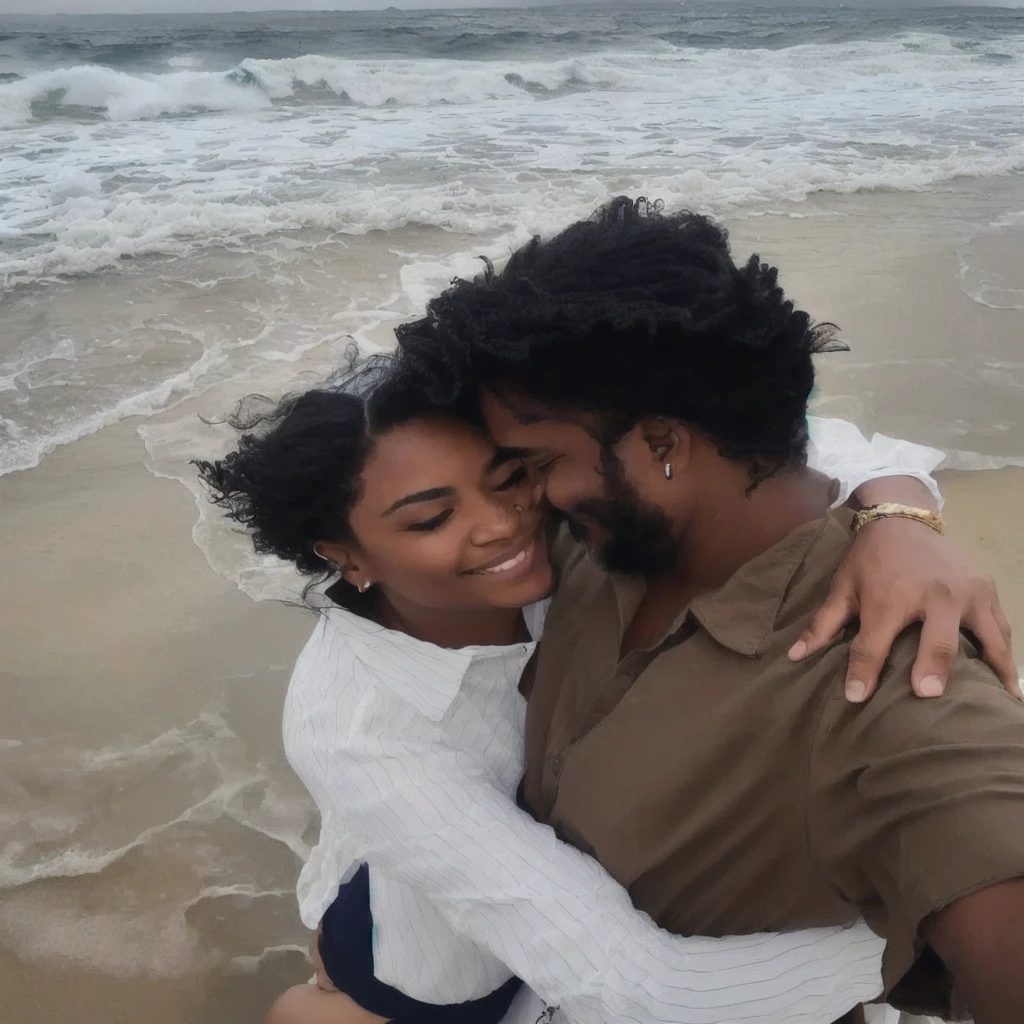 there is a man and woman hugging on the beach, lovely couple, at a beach, couple pose, in love selfie, eyes closed, in the beach, at the beach, on a beach, romantic couple, they are in love, posing on a beach with the ocean, beach pic, at the sea, hugged, smiling,