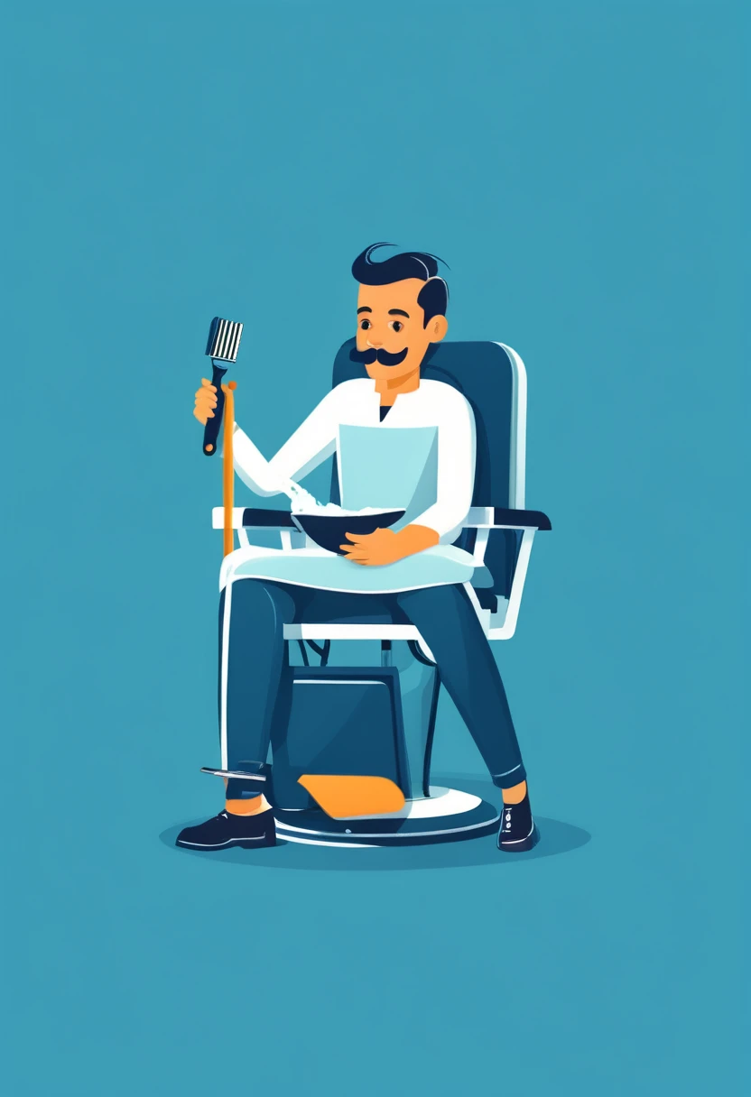 the barber is shaving illustration flat design