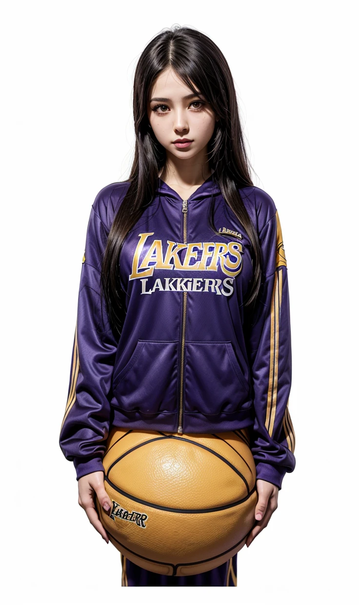 Samira from league of legends with the Lakers basketball team clothing 