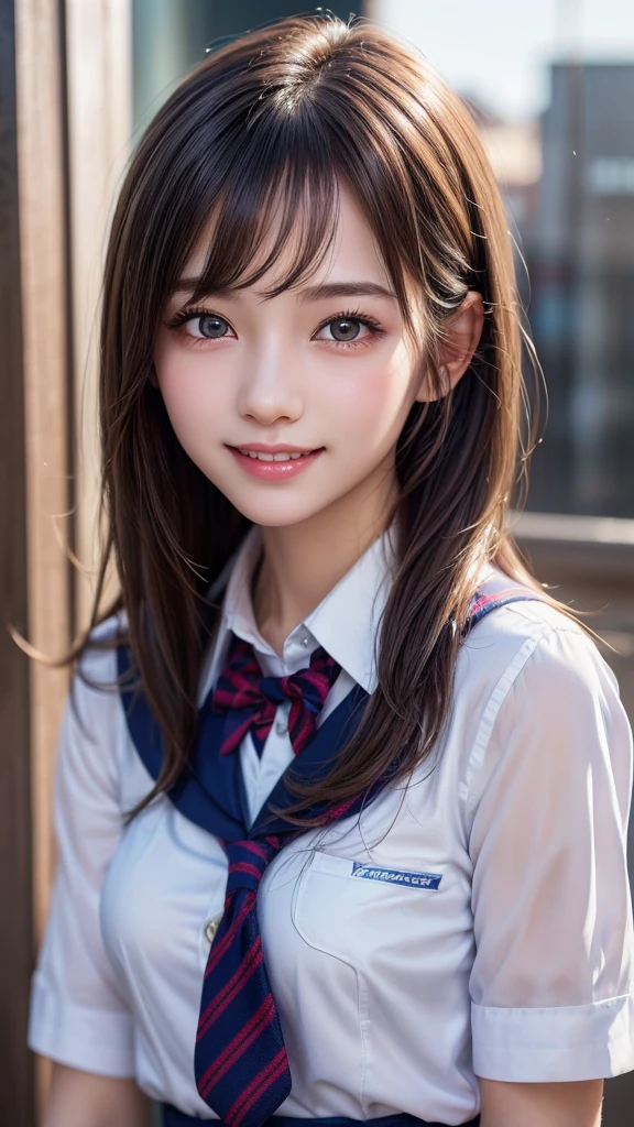 1 girl, very cute, wonderful face and eyes, (nice nice smile), (Highly detailed beautiful face), bright and glossy lips, please keep looking at me, super beautiful, (school uniform:1.3), (highest quality:1.4), (hyper quality), (Super detailed), (surreal, Photoreal:1.37), real skin texture, Highly detailed CG integrated 8k wallpaper, RAW photo, professional photos, cinematic lighting,