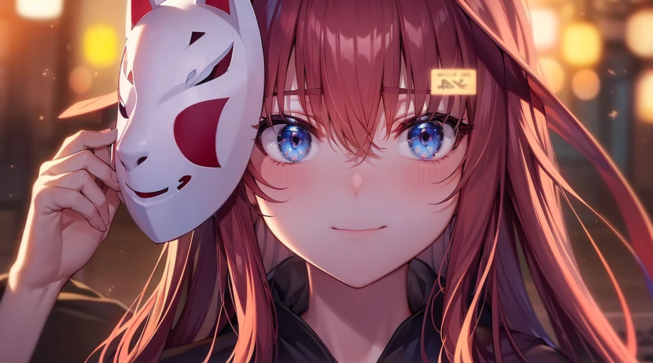 Make it realistic and dont make too realistic make it as like it was drawn from a person and the mask that shes holding keep it i want this to be more like an realistic drawing by a person and dont add anything just make this drawing perfect