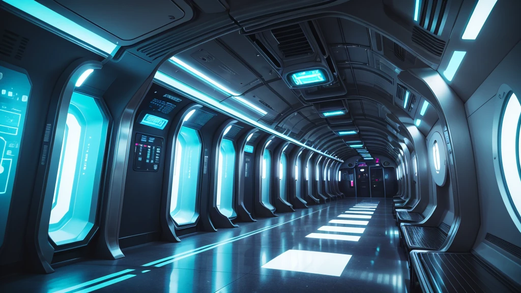 a close up of a all-glass transparent quiet tunnel with neon lights in the dark, spaceship hallway background, spaceship hallway, depicted as a scifi scene, futuristic lighting, futuristic setting, futuristic cyber subway station, claustrophobic and futuristic, cyber space, the image is futuristic, entering a quantum wormhole, inside a space ship, retrofuturist liminal space, detailed sci-fi backgrounds