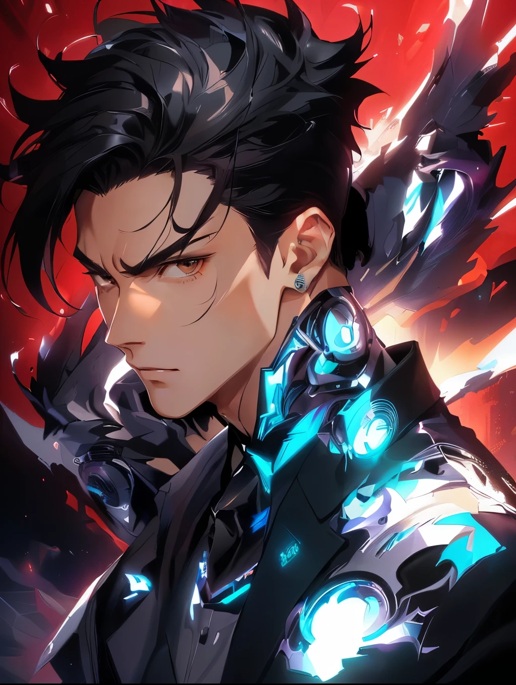 1man, handsome, black hair, brown eyes, wearing suit, ultra high resolution, best quality, masterpiece, rtx,ray tracing, 4k, top quality, highly detailed, official art, stunning visuals