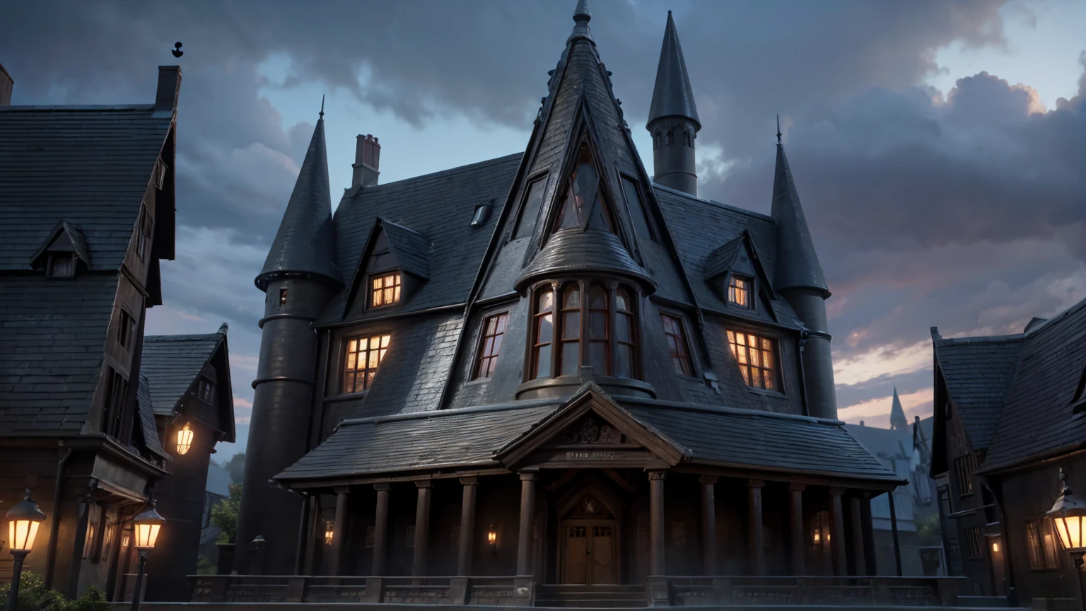  front view of harry potter school, harry potter school, 