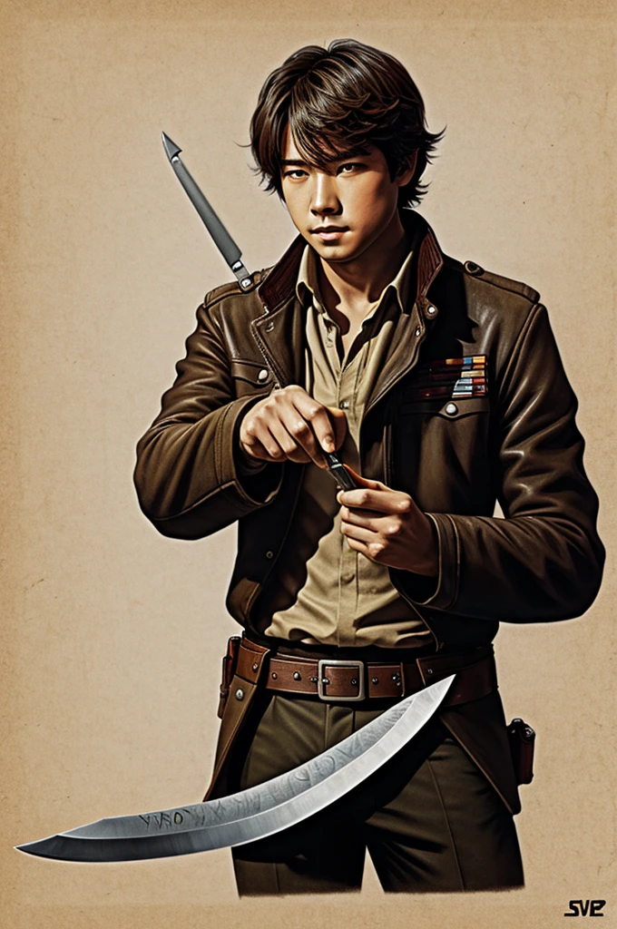 drawing of jinwoo solo leveling with knives 